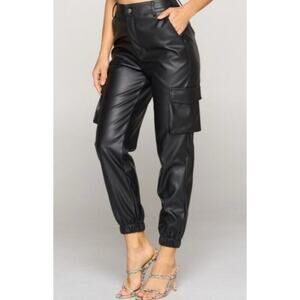 Bailey 44 Black Faux Leather Cargo Pants Sz 8 / M